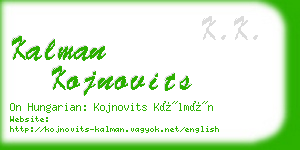 kalman kojnovits business card